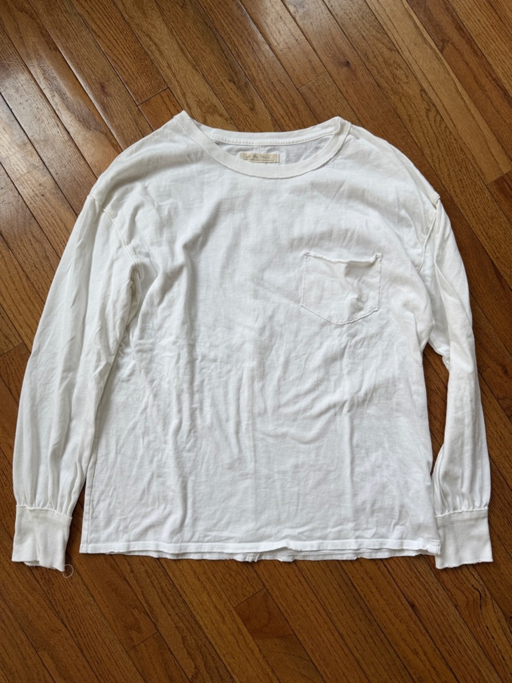 Free People We The Free White Long Sleeve Pocket Tee